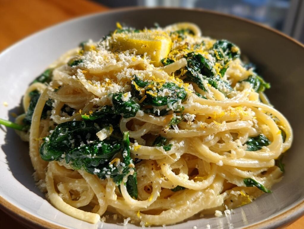 Lemon Spinach Creamy Pasta Dinner