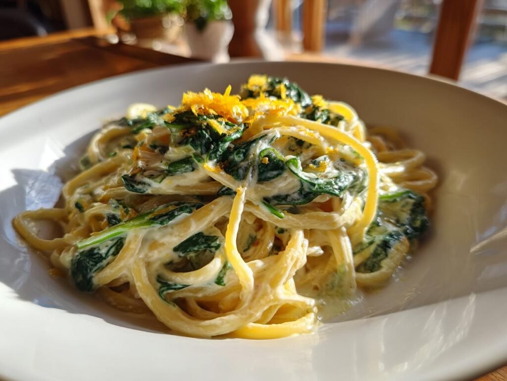 Lemon Spinach Creamy Pasta Dinner