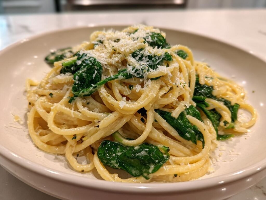 Lemon Spinach Creamy Pasta Dinner
