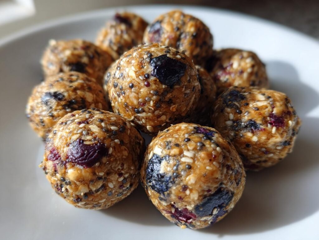 No-Bake Blueberry Oatmeal Energy Bites Snack Idea