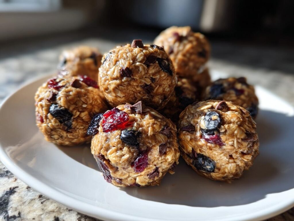 No-Bake Blueberry Oatmeal Energy Bites Snack Idea