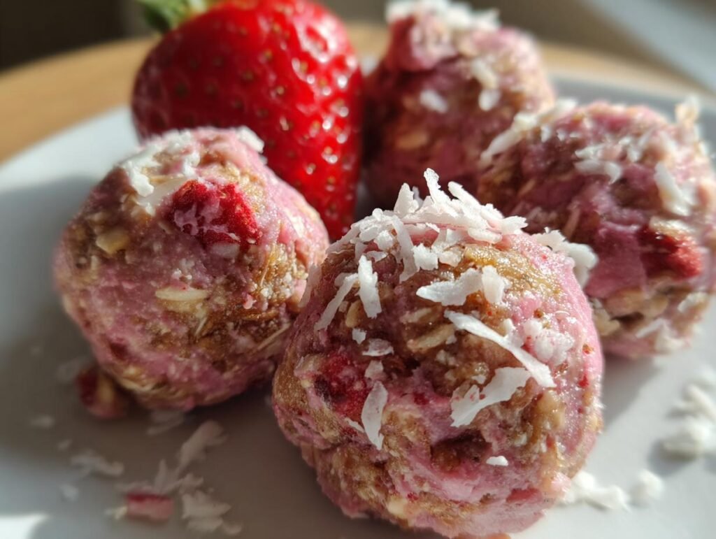 No-Bake Strawberry Oatmeal Energy Bites Snack Idea