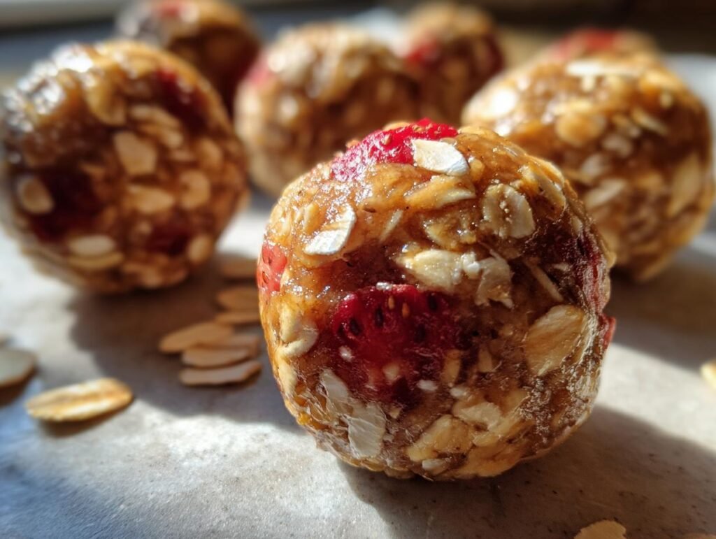 No-Bake Strawberry Oatmeal Energy Bites Snack Idea