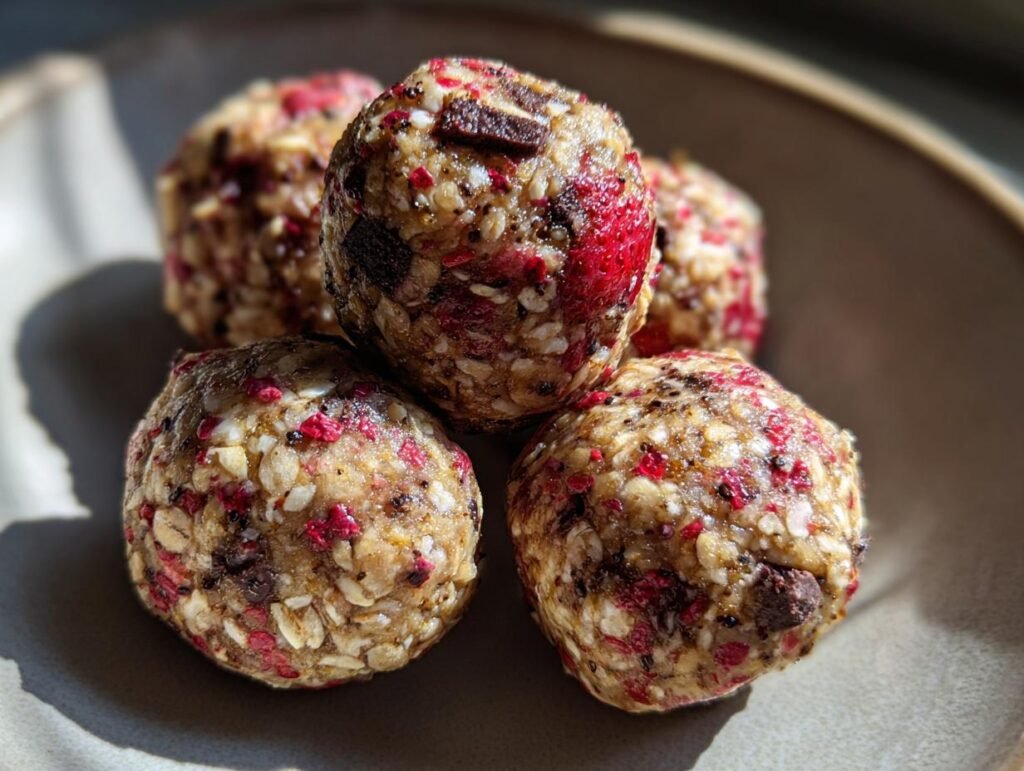 No-Bake Strawberry Oatmeal Energy Bites Snack Idea