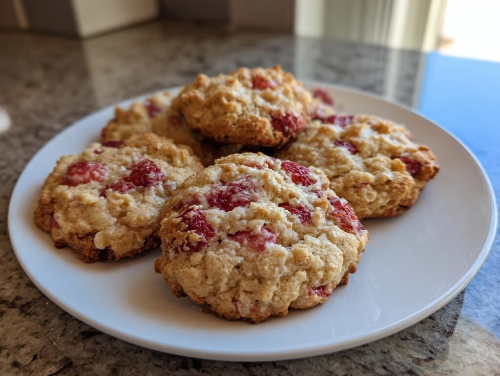 Soft Strawberry Baked Oats Cookies Everyone Loves