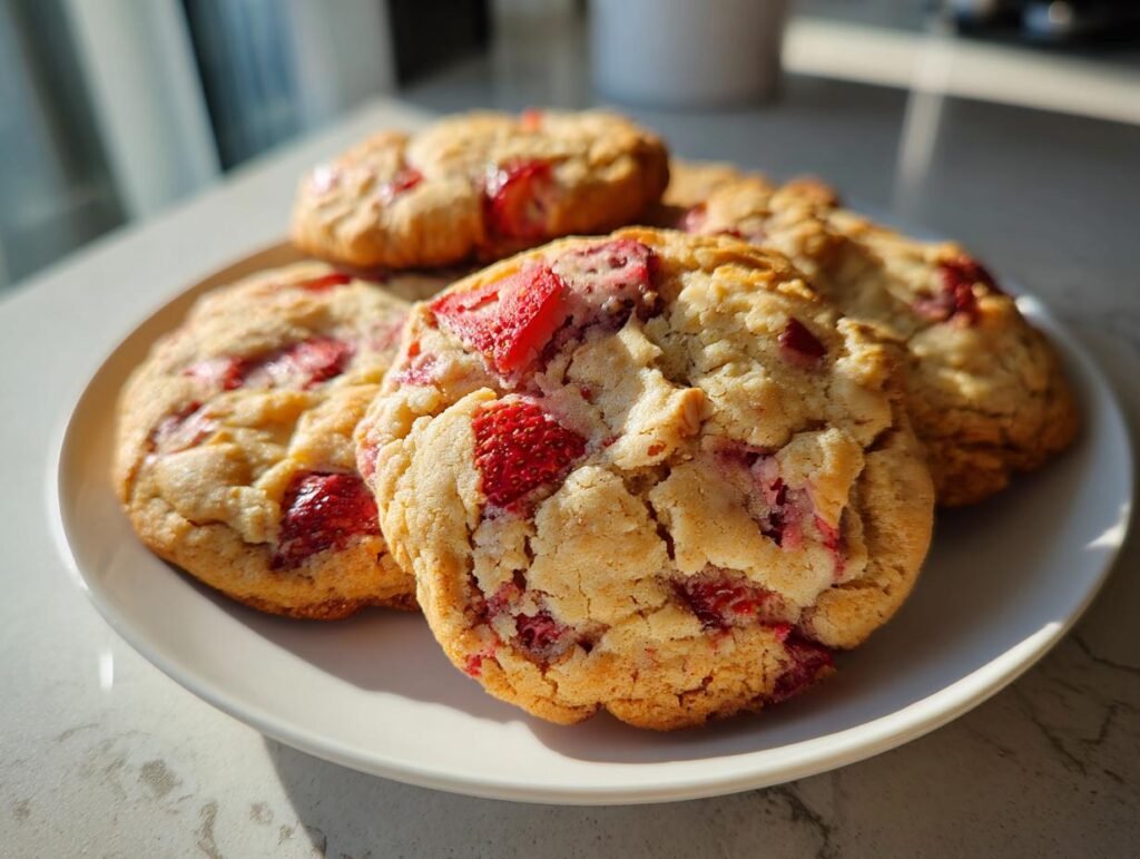 Soft Strawberry Baked Oats Cookies Everyone Loves
