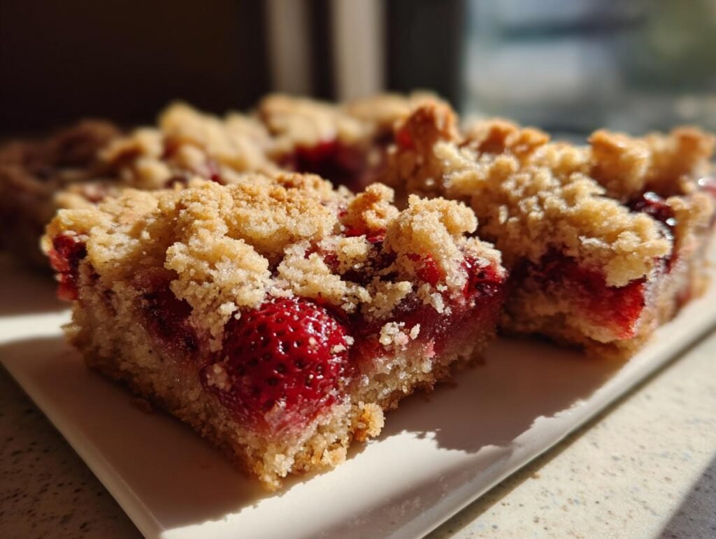 Soft Strawberry Crumble Bars Simple and Delicious